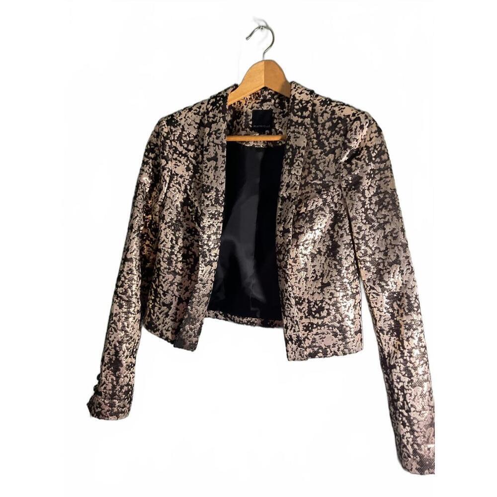 Marienbad Metallic Floral Patterned Brocade Blazer Jacket Size 2